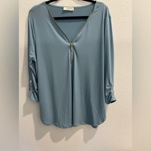 Zenana top with zip front detail